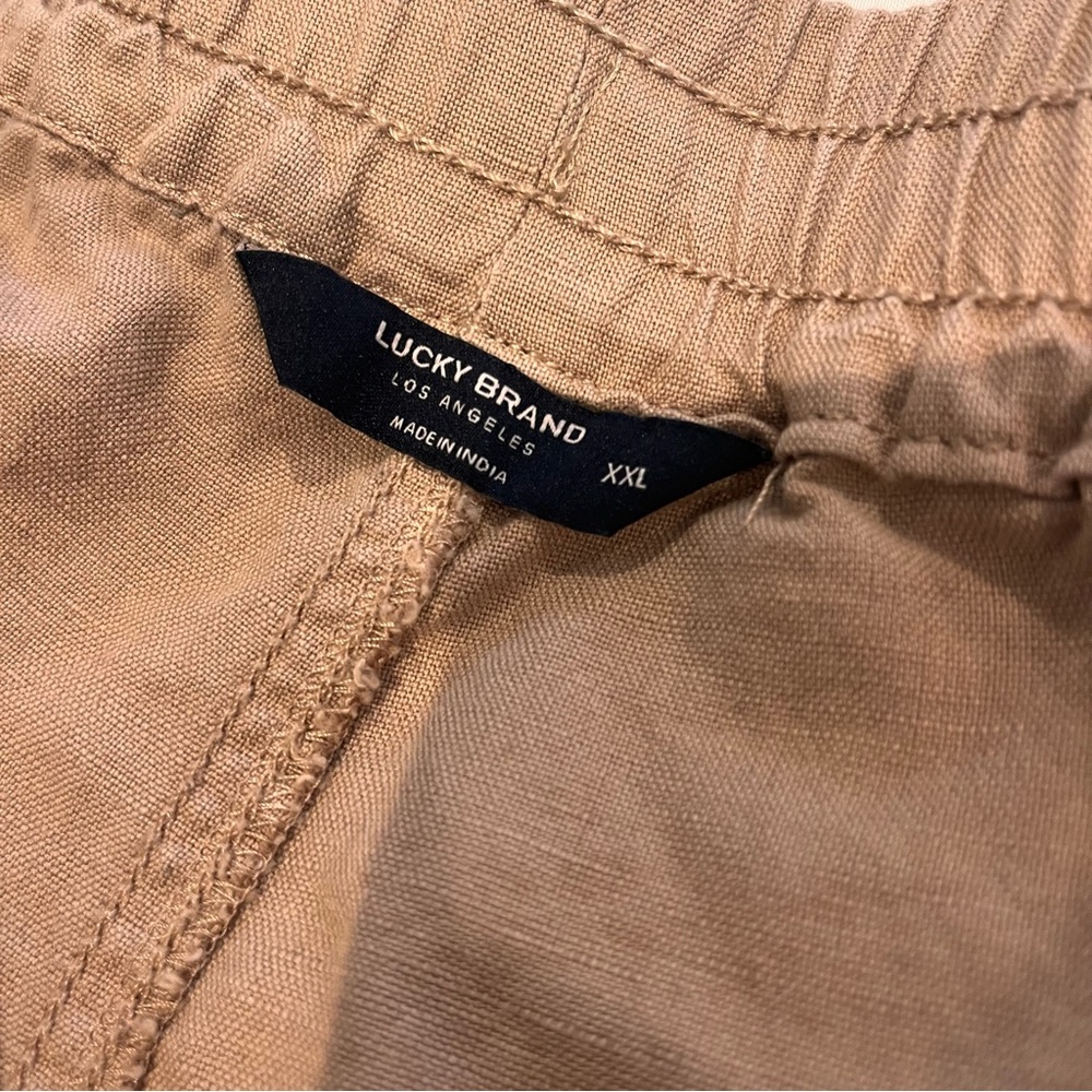 Lucky Brand Men’s Linen Blend 6” Shorts Tan Brown Drawstring Pull On XXL - Picture 3 of 10